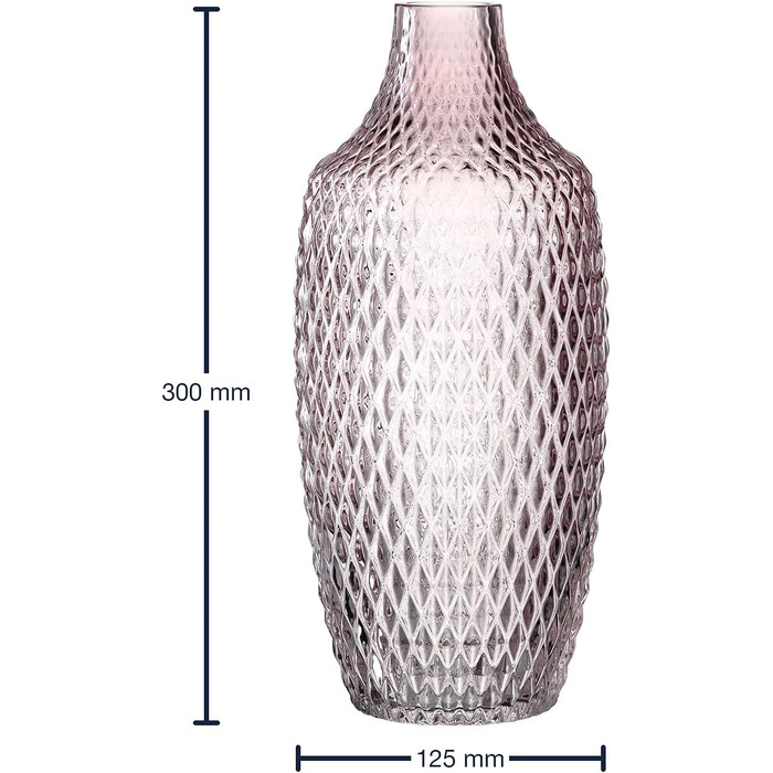 Ваза для квітів Leonardo Poesia, рожева, ручної роботи, скляна, 30 см, з рельєфним декором