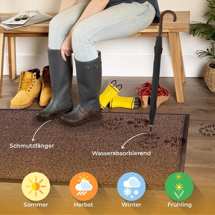 Привітальний килимок BLADO для дому та вулиці, протиковзкий та зносостійкий, коричневий, 60x80 см