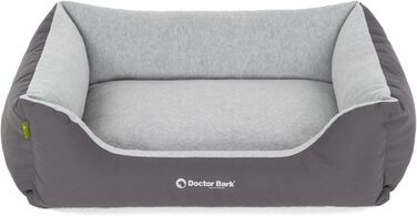 Ліжко для собак Doctor Bark Kleine Hunde - М'яке та зручне ліжечко для собак, миється, зносостійке, пухнасте - Зроблено в Німеччині, GreenLabel (S - 74x55 см, Сірий)