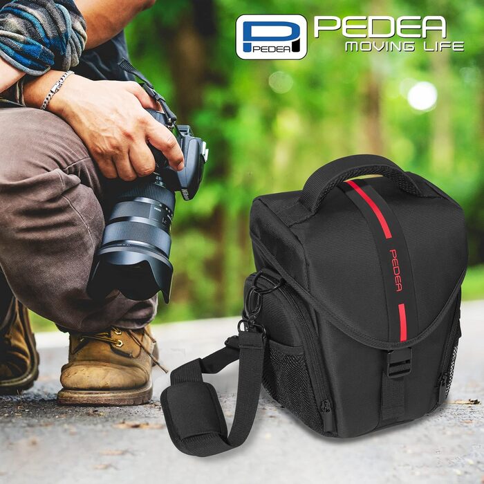 Сумка для камери PEDEA 'Essex' з захисною плівкою для дисплея (M, Червоний)