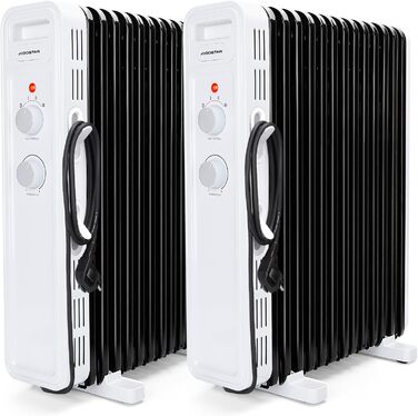 Електричний масляний радіатор Aigostar 2500W з термостатом, 13 ребер, 30м², 3 режими, захист від перекидання та перегріву