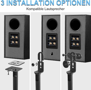 Підставка для колонок, 2 шт., регульована висота 86–127 см, з кабельною організацією, вантажопідйомність 3.6 кг, підходить для P3X-2P