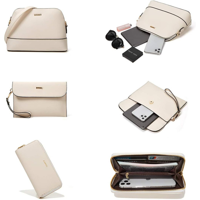 YTL Сумка-шопер жіноча велика бежева 4 в 1: сумка на плече, кросбоді, гаманець, картник - для офісу, школи, покупок, подорожей