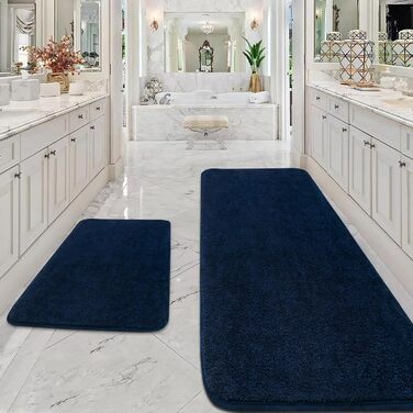 Килим з мікрофібри 120x170 см - килим з коротким ворсом, який можна прати, для вітальні та спальні, м'який, пухнастий, з сучасним однотонним дизайном, антрацитовий (темно-синій, 50x120 см (прямокутний))