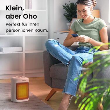 Керамічний обігрівач Pro Breeze 2000W з термостатом, електрична теплова гармата з 3 рівнями нагріву, захистом від перегріву та перекидання, білий