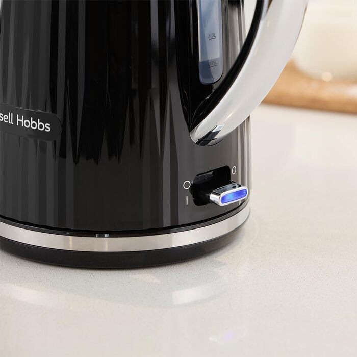 Russell Hobbs Kettle [1.7L 2400W] Eden White, Stainless Steel Accents (Removable Scale Filter, Push-Button Lid Opening, Water Level Indicator, Illuminated Switch, BPA Free) Teapot 27360-70 (Black)
