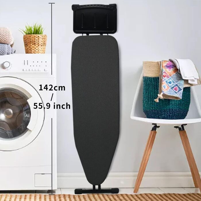 Прасувальна дошка Duwee з великою парогенераторною стацією, складна, регульована по висоті, з термостійким покриттям, товстим фетровим покриттям, міцними ніжками, чорна, 33x109 см