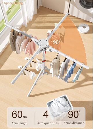 Розкладна сушилка для білизни Standtrockner з 4 крилами - біла | Сушилка для балкона, дому, вулиці