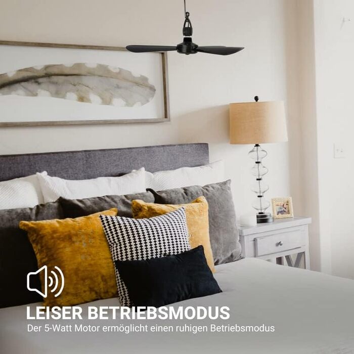 Мобільний стельовий вентилятор Bestlivings, білий, діаметр 40 см, 5м кабель, з вимикачем, 220V-240V, 5W