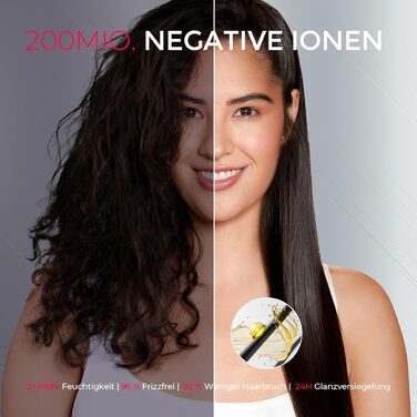 TYMO Випрямляч для волосся - щітка 2-в-1: випрямлення та локони, іонізація, кератин, захист від пошкоджень, для всіх типів волосся