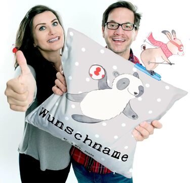 Іменна подушка з пандою для гандболу Mr. & Mrs. Panda – персоналізований подарунок із друком, для спортсменів і фанатів гандболу, з іменем