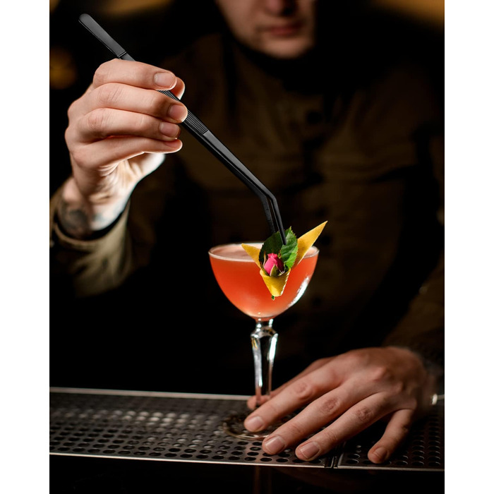 Набір кухонних пінцетів 10 дюймів, професійний, нержавіюча сталь, чорний. Для приготування, декорування та BBQ