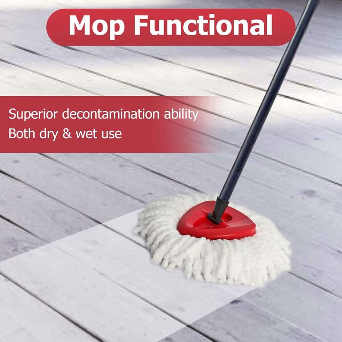 Spin Mop Replacement Head – EasyWring Mop Refill with Base, compatible with O-Cedar Triangle Spin Mop, Microfiber Mop Replacement Head, easy cleaning, floor wiper (white)