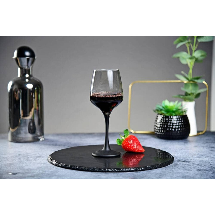 6 келихів для вина Sendez 360 мл: червоне, біле, універсальне. Келихи для вина з чорним ніжкою