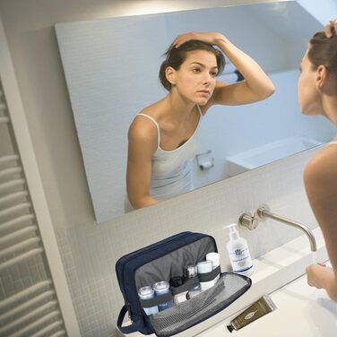 Чоловічий дорожній набір для туалетних речей WANDF, косметичка-органайзер для подорожей (Denim Pure Marineblau)