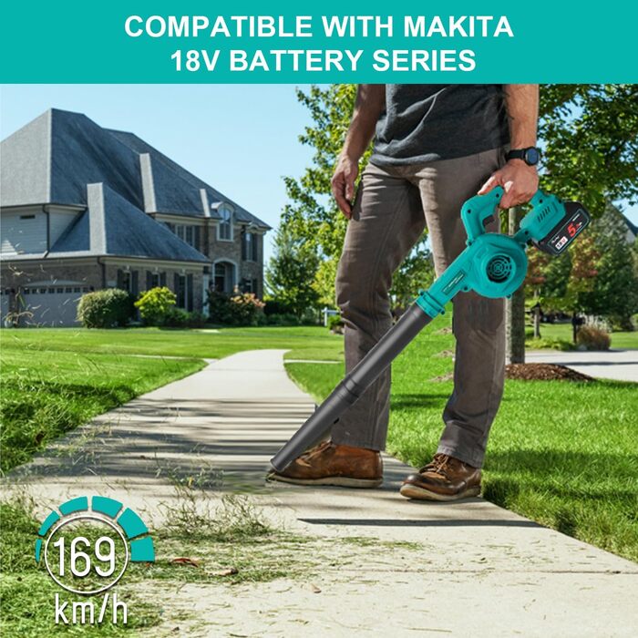 Акумуляторний повітродув Waitley для Makita 18V, 169 км/год, регулювання швидкості, без акумулятора і зарядки
