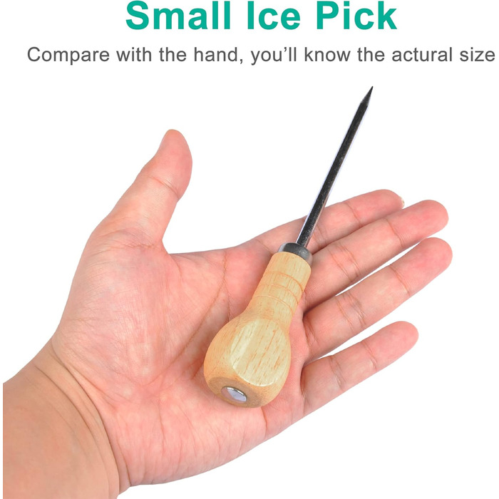 Yzurbu Ice Picks for Breaking Ice, 6 Pack Stainless Steel Ice Pick Tool with Safety Wooden Handle for the Kitchen