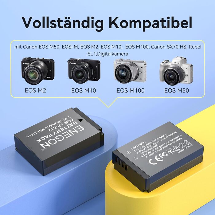 Акумулятор ENEGON LP-E12 та зарядний пристрій 20W Dual для Canon EOS M50 Mark II та інших моделей