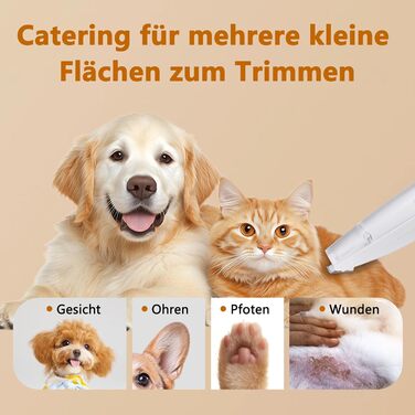 Машинка для стрижки собак зі збирачем шерсті та подвійними лезами, триммер для лап з 2 швидкостями, тиха машинка для лап, очей, вух, обличчя, тіла (біла)