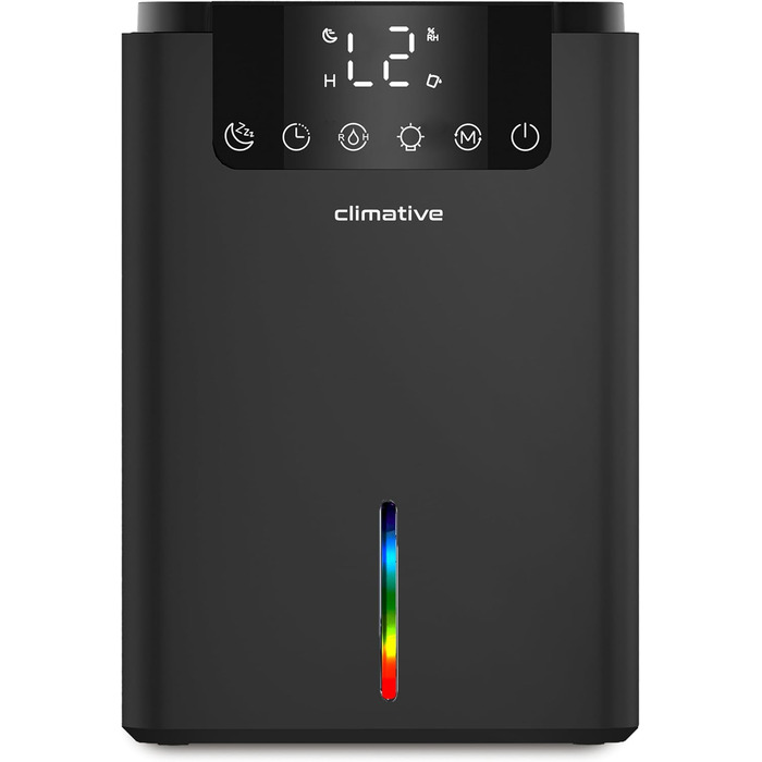 Електричний осушувач повітря Climative ION 12L/24h з Wi-Fi та очищувачем повітря для дому, квартири, ванної кімнати. Захист від вологи та плісняви до 20 м². Чорний Luxe 070