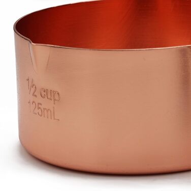 Measuring Cup and Spoon Set, Rose Gold Measuring Cups and Spoons, Stainless Steel Measuring Cups with Wooden Handle, Metal Measuring Cup Set for Cooking, Baking, 8 Pieces