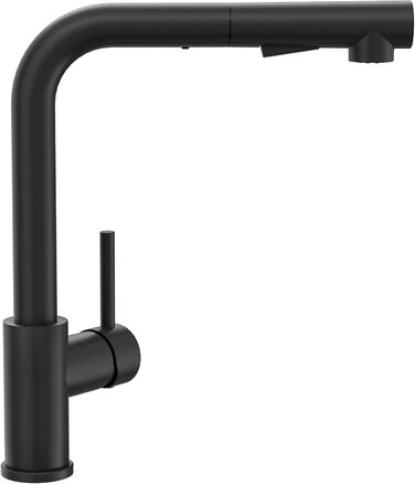 Змішувач кухонний CECIPA висувний з душем, нержавіюча сталь, 2 режими, 360° оберт, матовий чорний