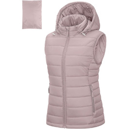 Стьобана жилетка Outdoor Ventures для жінок з капюшоном: тепла спортивна жилетка для походів, кемпінгу та їзди на велосипеді (Рожева, L)