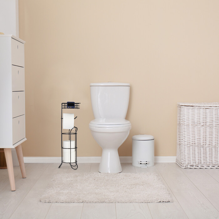 Relaxdays Black Standing Toilet Paper Holder