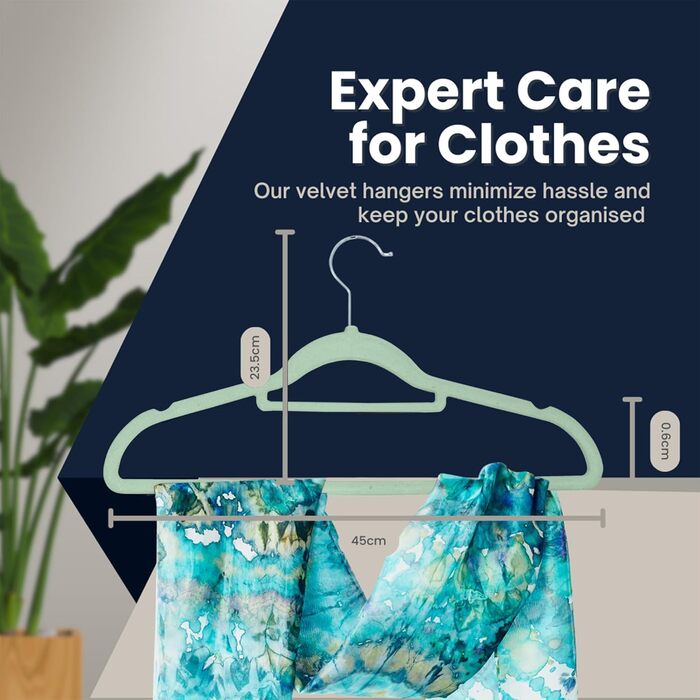 Набір плечиків для одягу з оксамиту, 50 шт., м'ятно-зелені. Плечики для одягу з антиковзаючим покриттям, з органайзером для краваток, обертаються.