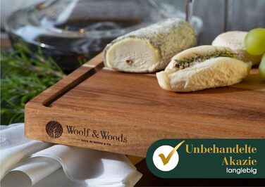 Дерев'яний обробний дошка Woolf & Woods з акціїї, великий, 35x25x3 см | Обробна дошка та сервірувальна таця | Екологічний, не оброблений