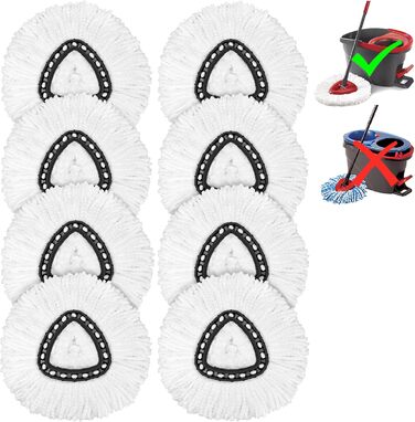 8-Pack Replacement Mops for O-Cedar Easy Wrin Spin Mop, Microfiber Spin Mop Replacement Heads, Easy Mop Replacement for Cleaning