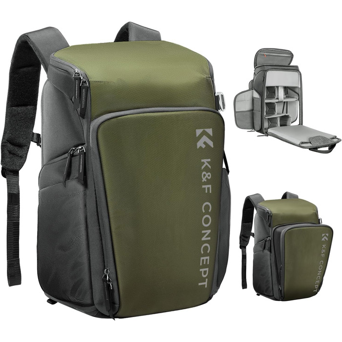 Рюкзак для фотокамери K&F Concept Alpha, 25L, чорний, з відділенням для 16-дюймового ноутбука, сумісний з Canon/Nikon/Sony/DJI Mavic