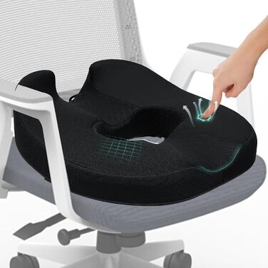 ZHOOGE Orthopedic Donut Seat Cushion for Hemorrhoids & Tailbone Pain - Memory Foam Seat Cushion for Car, Sofa, Office & Wheelchair - Black