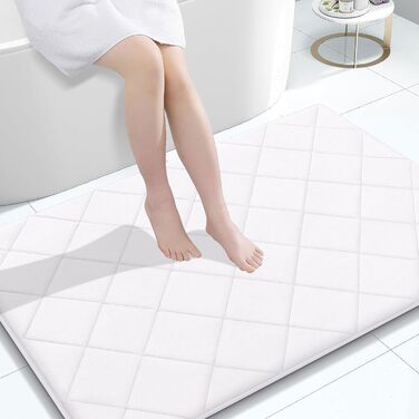 Килимок для ванної кімнати OLANLY з Memory Foam, 76 x 50 см, білий, машинне прання