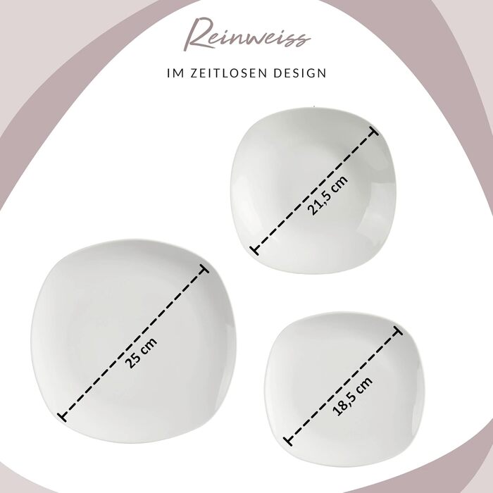 SÄNGER Bilgola: Комплект посуду на 6 осіб (36 предметів) з порцеляни, білий, преміум-якість