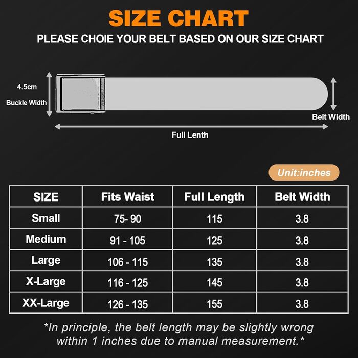 Тактичний чоловічий пояс BESTKEE, 3.8 см, регульований нейлоновий пояс з металевою пряжкою, чорний, розмір M (91-105 см)