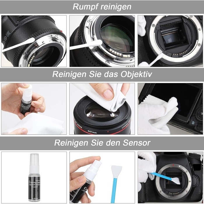 Набір для чищення камери та оптики: 18 шт. (ракетний продув, Lenspen, щітка, серветка)