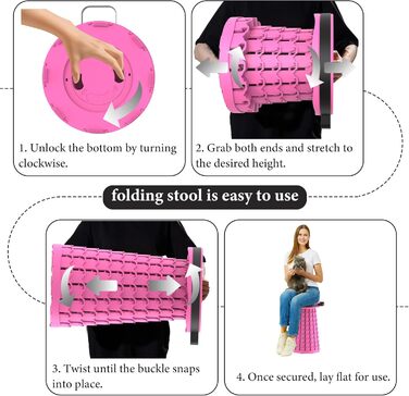 Тeleskopний складаний стільчик для кемпінгу, риболовлі, подорожей, барбекю та піших прогулянок. Міцний, витримує до 280 кг, з карабіном, колір: смарагдовий (26x26x46 см)