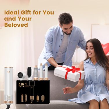 Мультистайлер для волосся 5 в 1 з іонізацією, автоматична плойка, термощітка, випрямляч, об'єм, білий