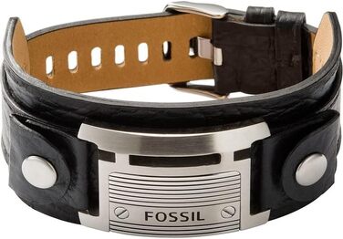 Чоловічий браслет Fossil з натуральної шкіри або нержавіючої сталі, різні застібки (магнітна, складна, пряжка), колір ебену (чорний)