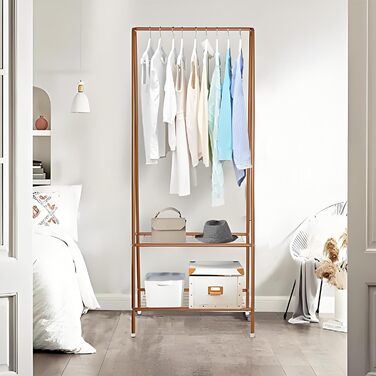 Стійка для одягу на колесах, Clothes Rack - міцна конструкція, стійка для зберігання одягу (колір: кавовий)