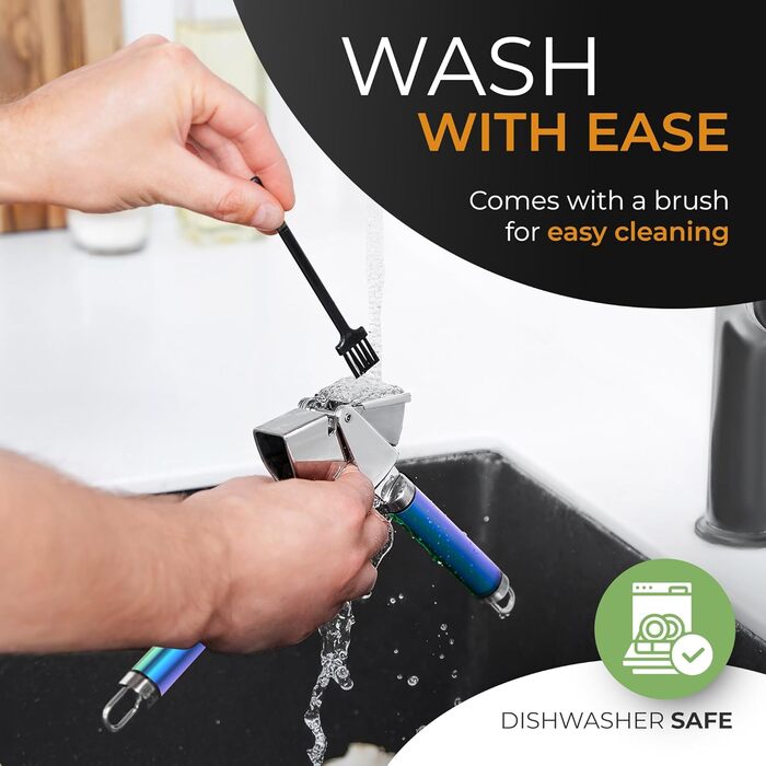 Пресс для часнику ORBLUE з нержавіючої сталі – преміум якість, з силіконовим очищувачем та щіткою, міцний та придатний для миття в посудомийній машині