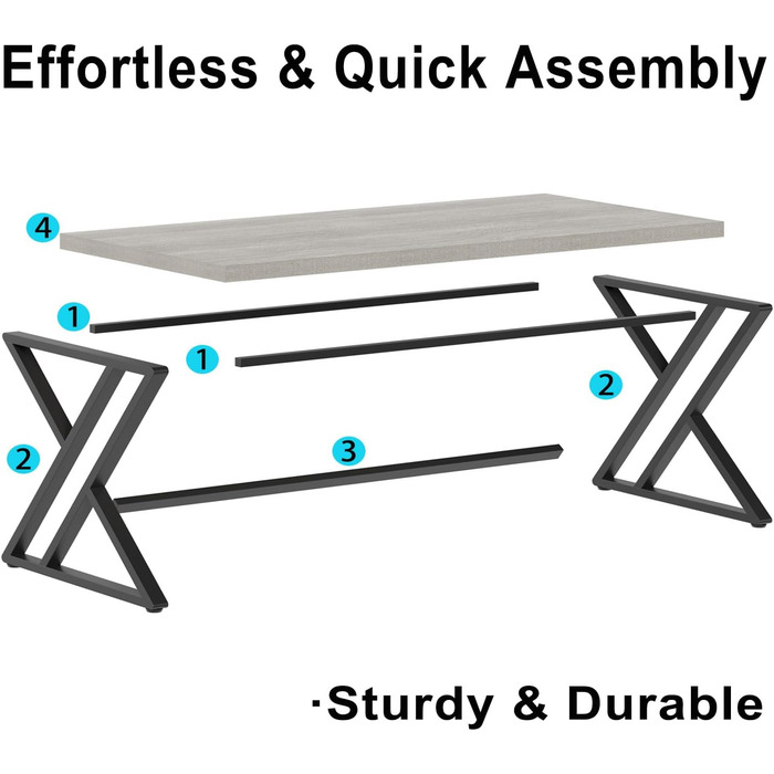 Long Computer Desk - Industrial Design Study Table for Home Office - Wood Top - 140 x 60 x 75.5 cm