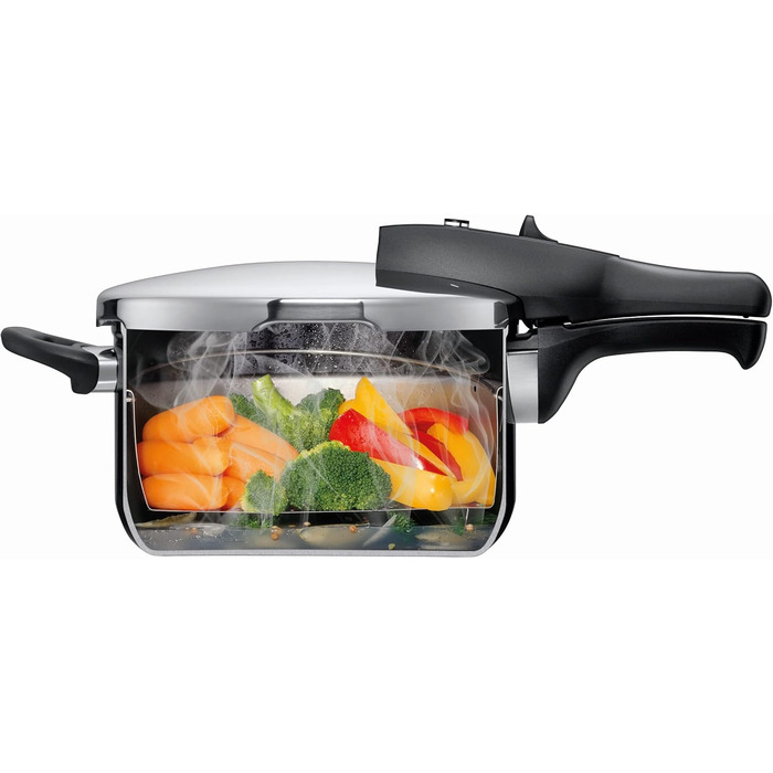 Скороварка Silit Sicomatic t-Plus 2,5 л, силарганова, для індукції, 18 см, 3 режими, чорна, з одноручним регулятором