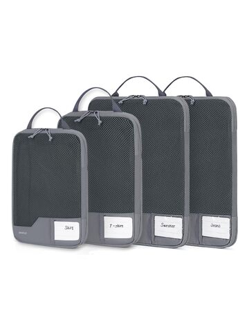 Органайзери для валізи ECOHUB (набір 4 шт.) з мішками для пакування, з тегами, з перероблених матеріалів, для рюкзака та валізи, з міцною сіткою, набір для подорожей