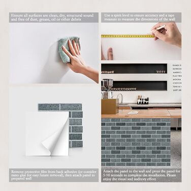 Акустичні панелі JBER самоклейні для звукоізоляції, шумопоглинаючі стінові панелі «цегляний» для студії, геймерської кімнати та офісу, 30x30x1 см, 12 шт, колір чорний крейда