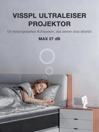 Портативний проєктор VISSPL A-800ANSI: Full HD 1080P, WiFi6, Bluetooth, Автофокус, Корекція трапеції 6D, Підтримка 4K, Netflix, для домашнього кінотеатру та відпочинку на природі