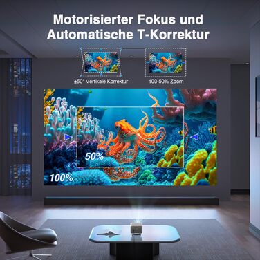 Портативний проєктор Mini Beamer 4K з корекцією трапеції, WiFi6, Bluetooth 5.2, Full HD 1080P, для підключення до телефону/ТБ-приставки/ноутбука/HDMI, A-23000L