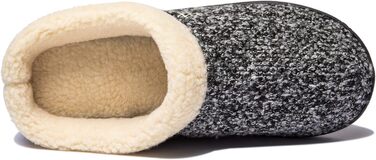 Тапочки халатні NewDenBer для дому, чоловічі та жіночі, з піною-пам'яттю, теплі, зручні, зимові, з антиковзкою гумовою підошвою (39/40 EU, 23, чорний/сірий)