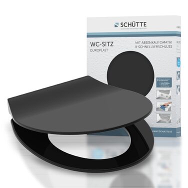 Сидіння для унітаза SCHÜTTE SLIM з мікроліфтом (м'яке закриття), матеріал Duroplast, зі швидким монтажем, витримує до 175 кг, чорне